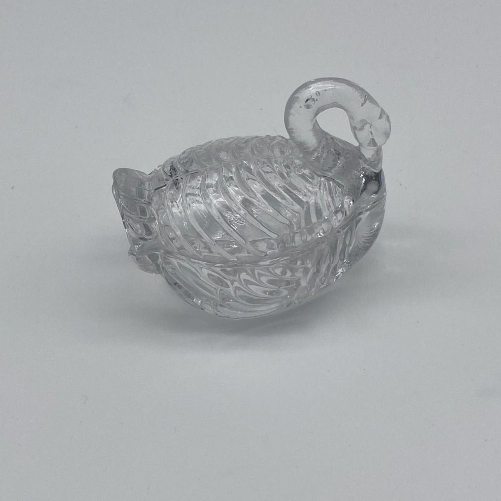 Vintage Crystal Swan Jewelry / trinket box